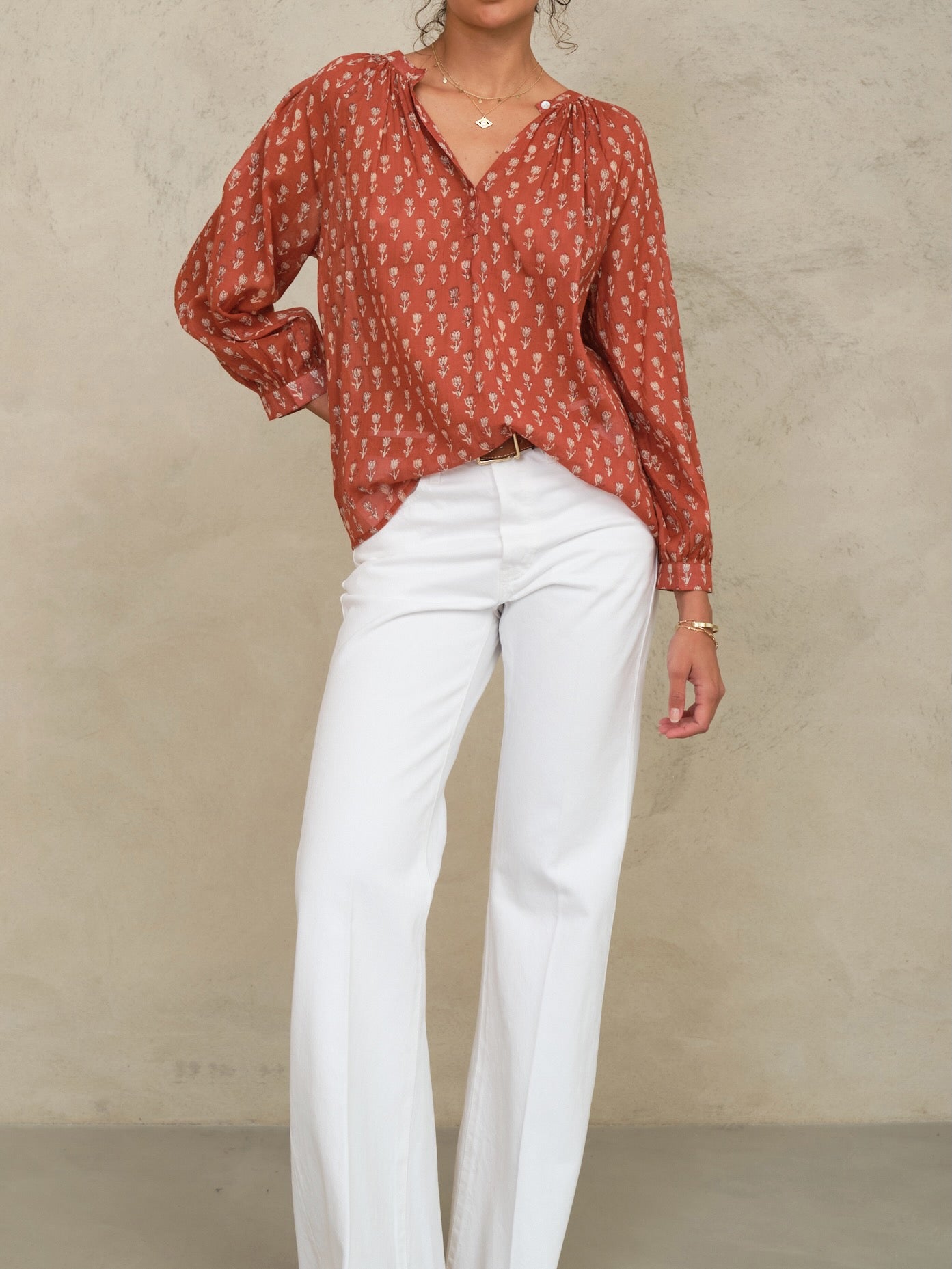 Ari Print Long Sleeve Top Shirts M.A.B.E