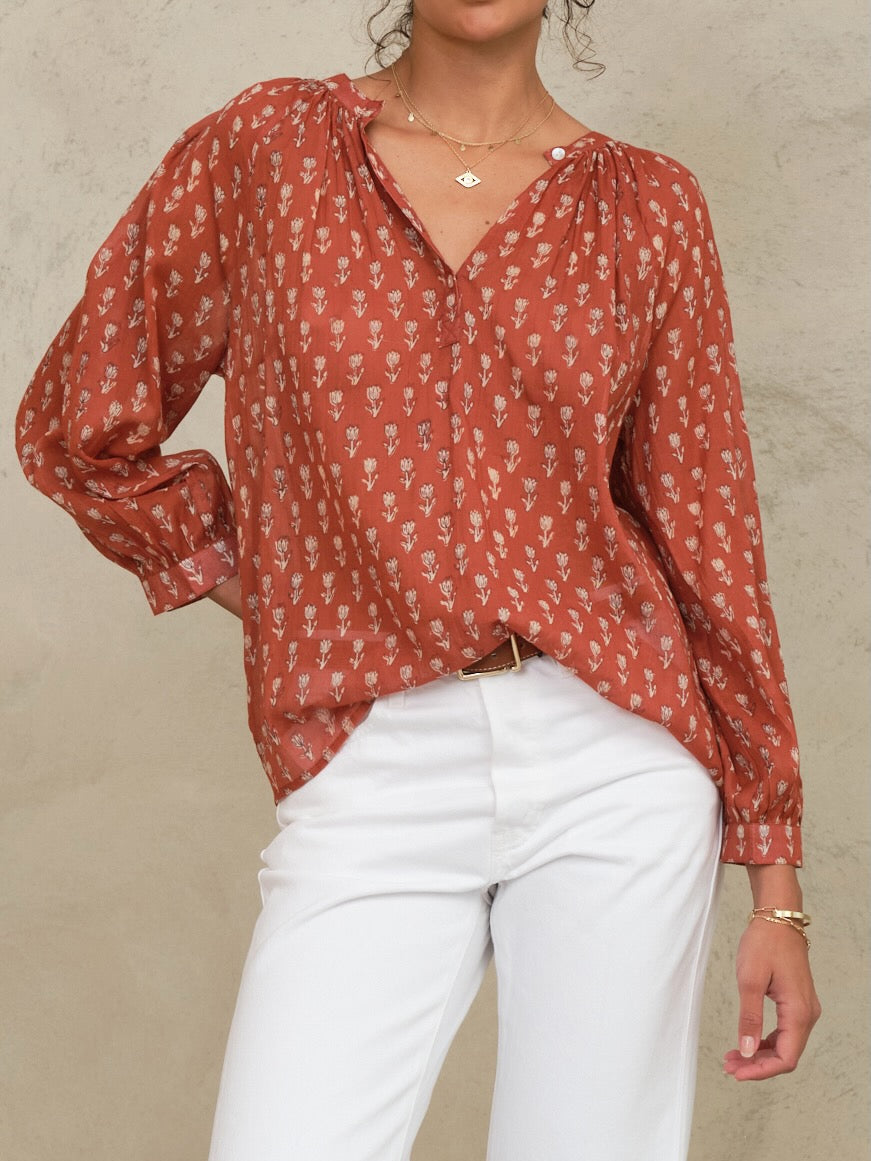 Ari Print Long Sleeve Top Shirts M.A.B.E