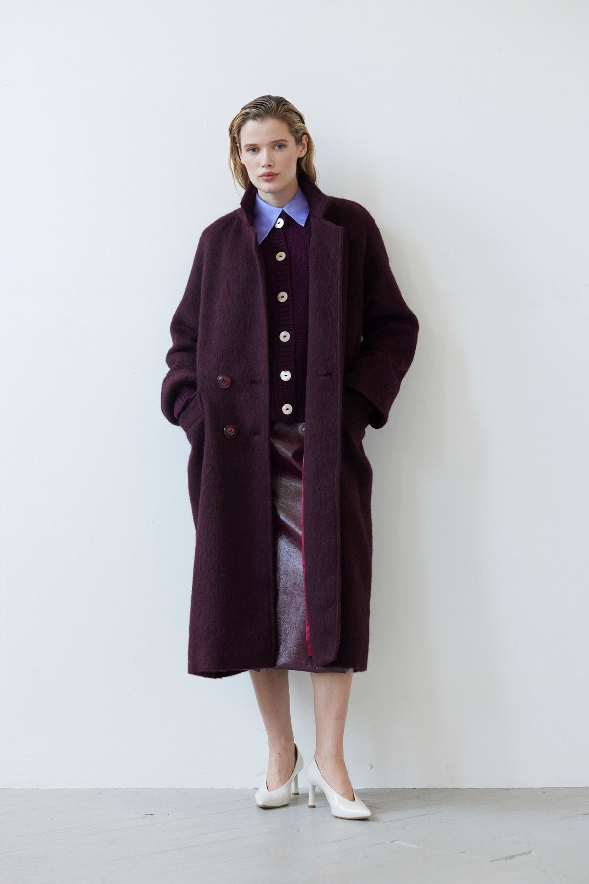Agnes Coat in Double Faced Wool -Pinot Wine Coats CHRISTINE ALCALAY Pinot Wine XS/S - 1