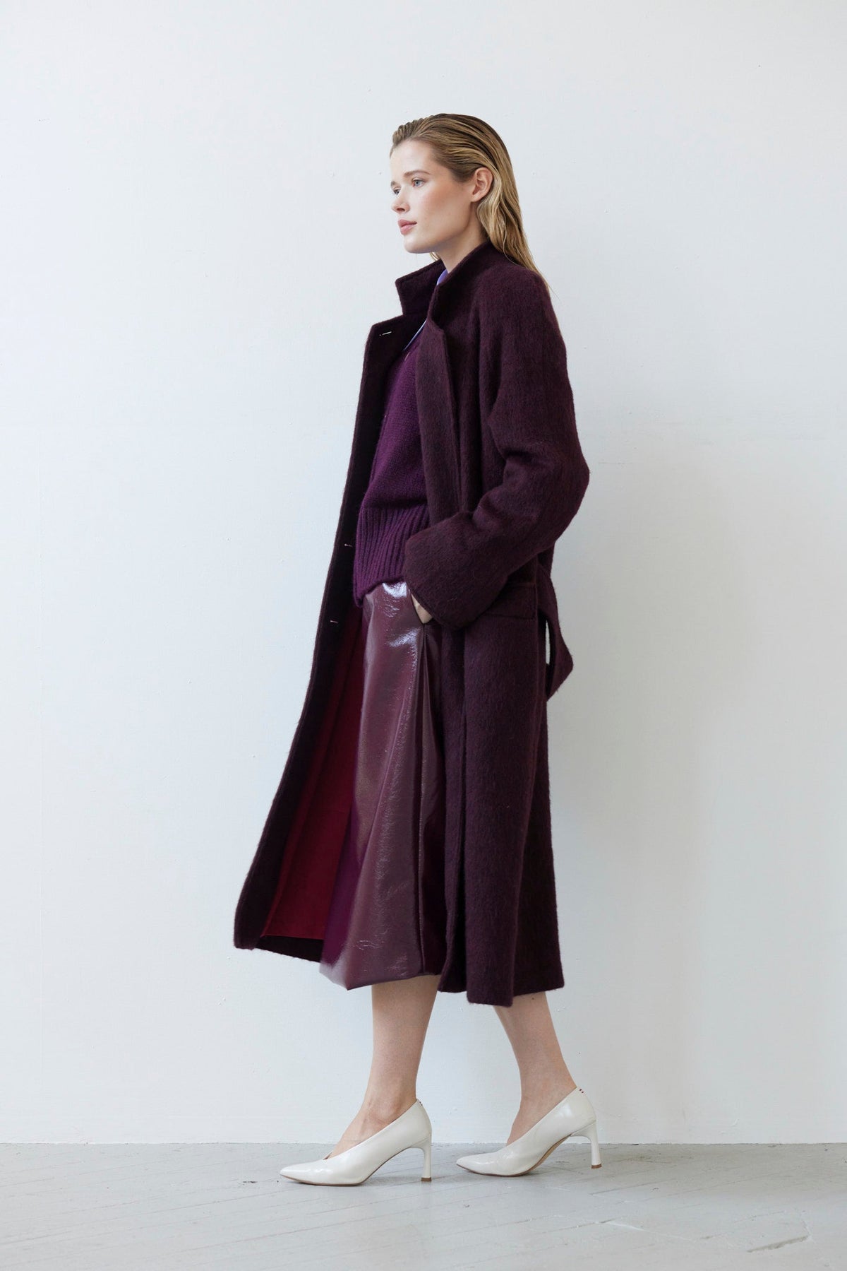 Agnes Coat in Double Faced Wool -Pinot Wine Coats CHRISTINE ALCALAY - 4