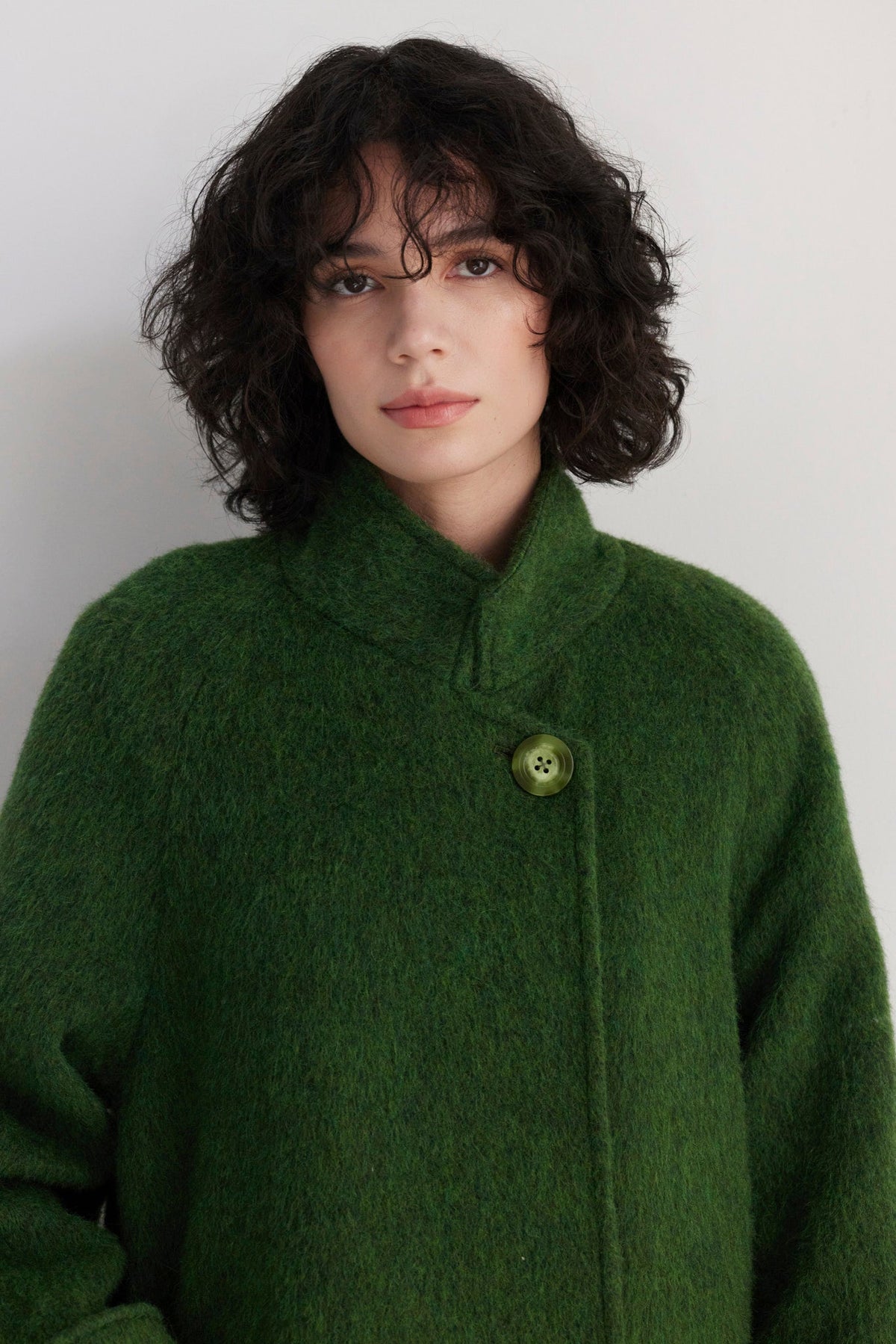 Agnes Coat in Brushed Alpaca Wool Coats CHRISTINE ALCALAY Woodland Green XS/S - 2
