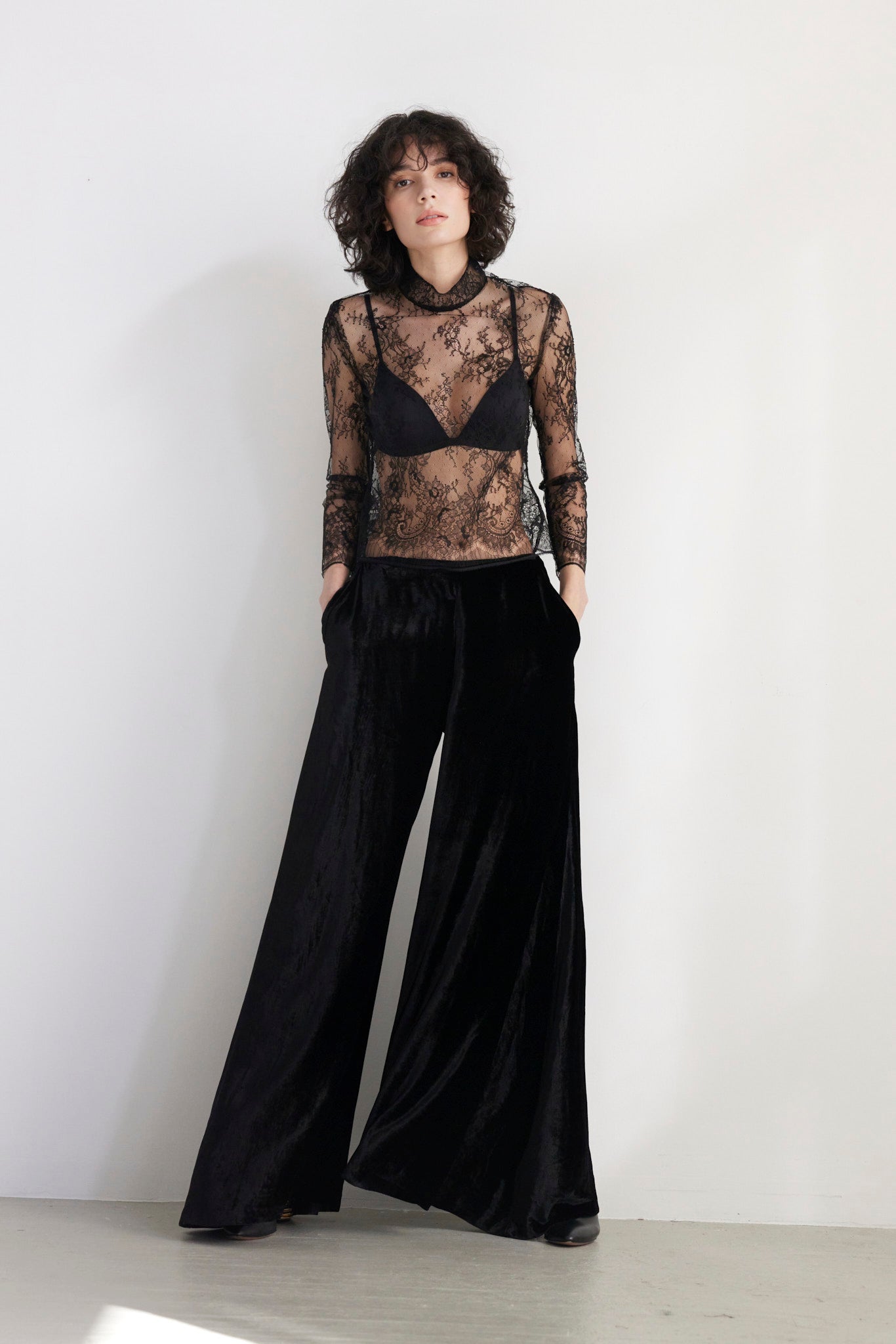 Angela Palazzo Pant in Silk Velvet Pants CHRISTINE ALCALAY