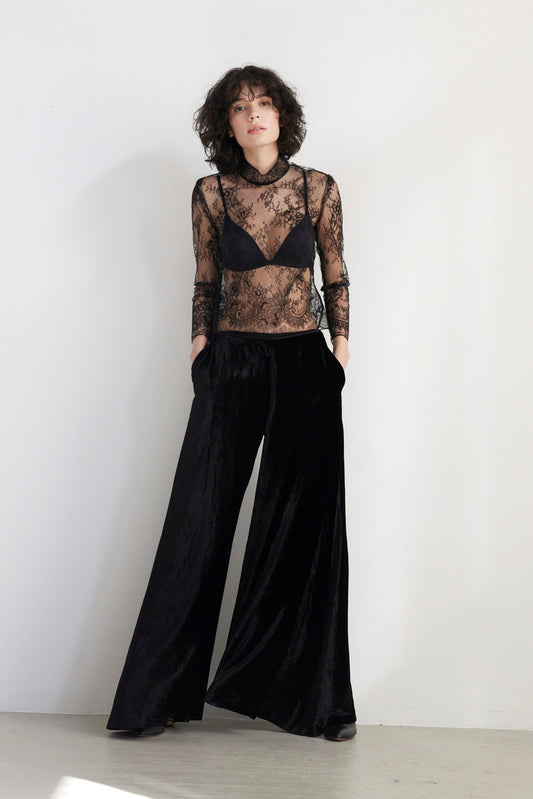 Angela Palazzo Pant in Silk Velvet Pants CHRISTINE ALCALAY