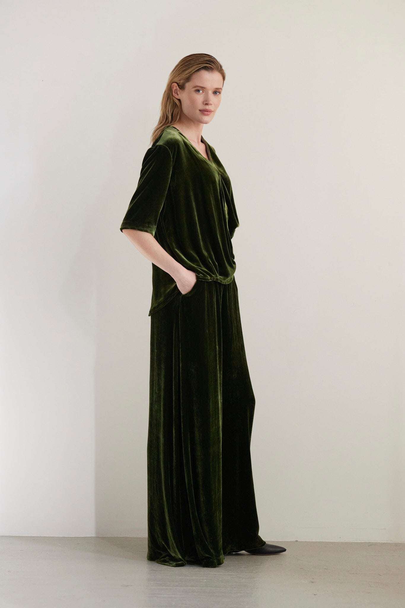 Angela Palazzo Pant in Silk Velvet Pants CHRISTINE ALCALAY - 4