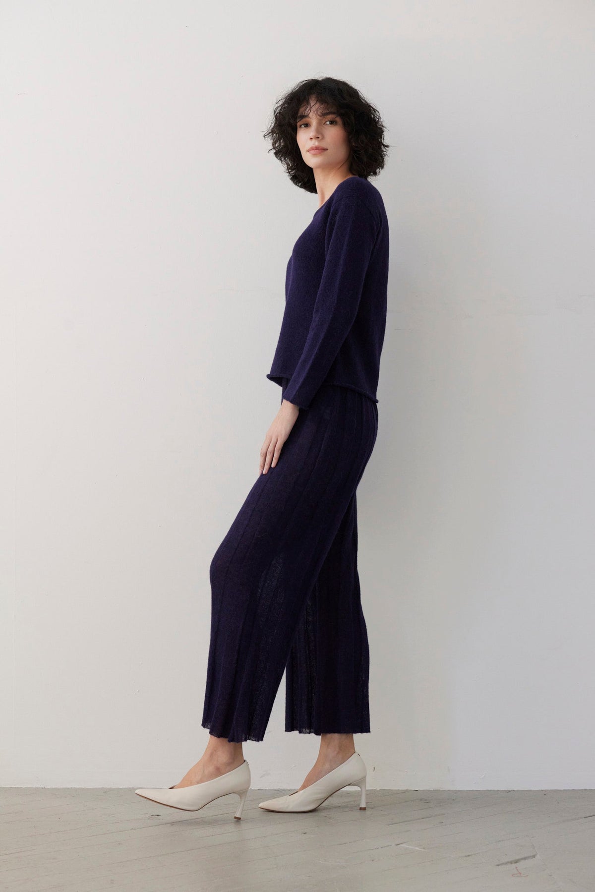 SAMPLE FW26 - Anna Tee Sweater in Baby Alpaca - Blue Ink Samples CHRISTINE ALCALAY - 2