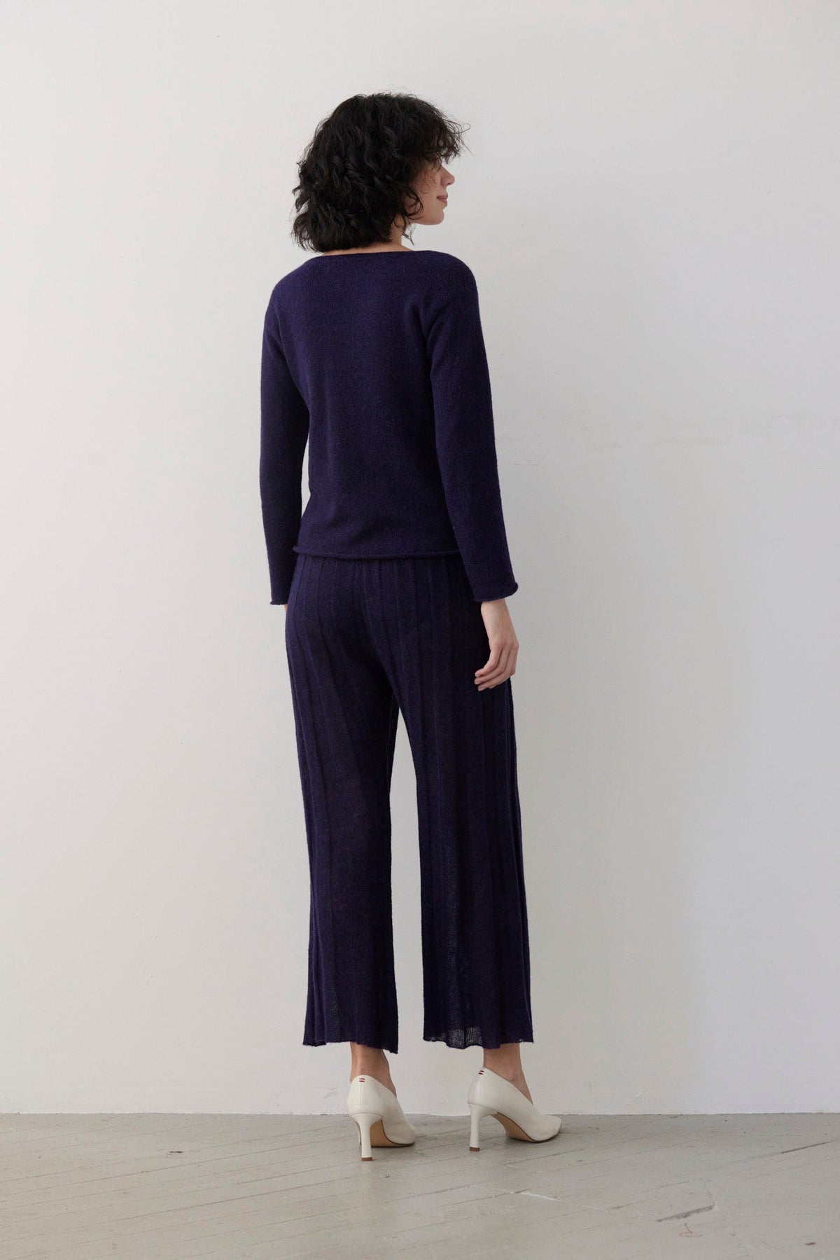 SAMPLE FW26 - Anna Tee Sweater in Baby Alpaca - Blue Ink Samples CHRISTINE ALCALAY - 3