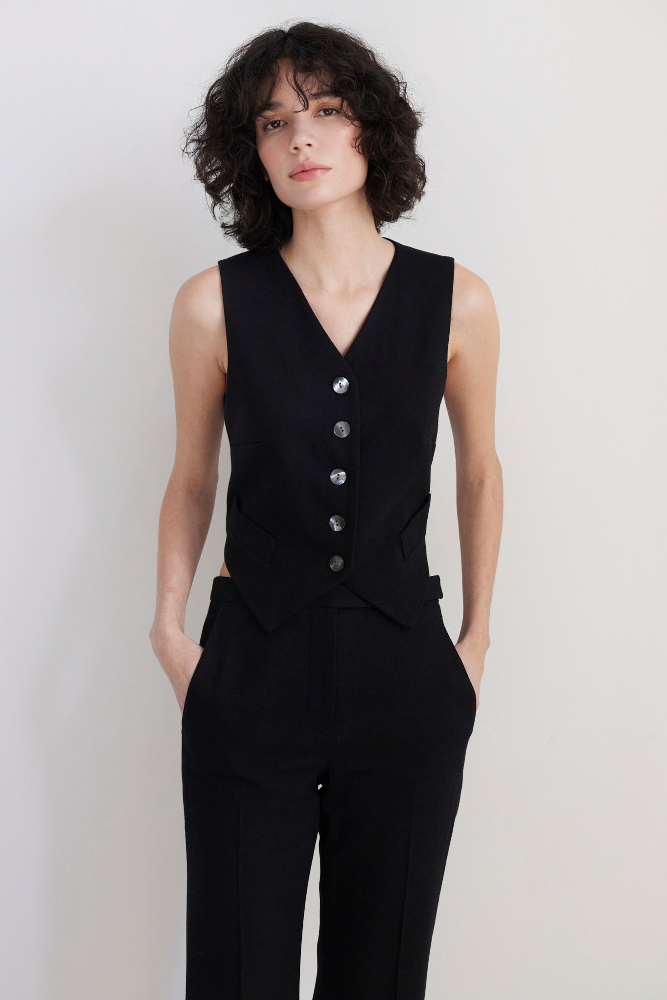 Annie Vest in Wool Vests CHRISTINE ALCALAY Black Extra Small