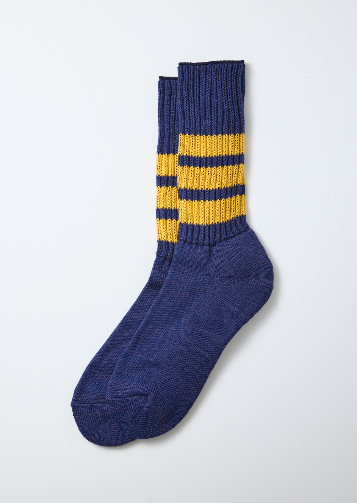 Ribbed Old School Crew Socks Socks RoToTo Navy/Yellow L