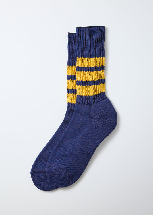 Ribbed Old School Crew Socks Socks RoToTo Navy/Yellow L