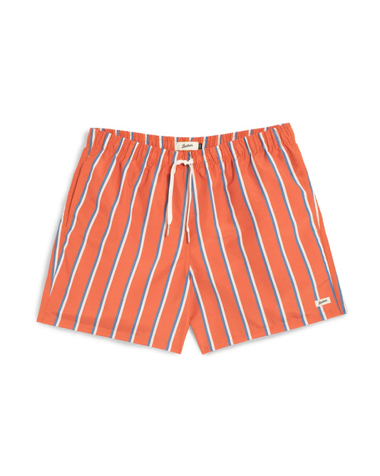 Blue & White Fine Stripe Swim Trunks
