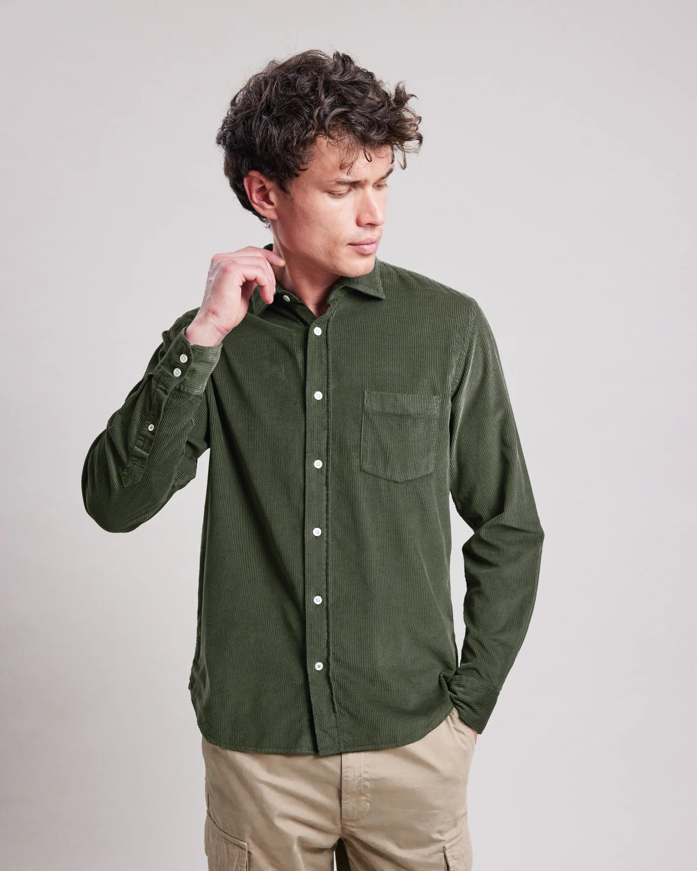 Paul Pat Corduroy Woven Shirt Tops Hartford 64-Military S 