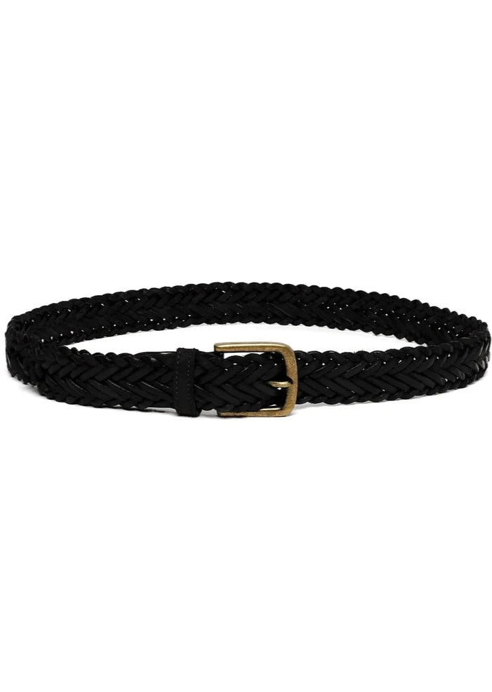 Braided Leather Belt Belt Corridor Black S/M 