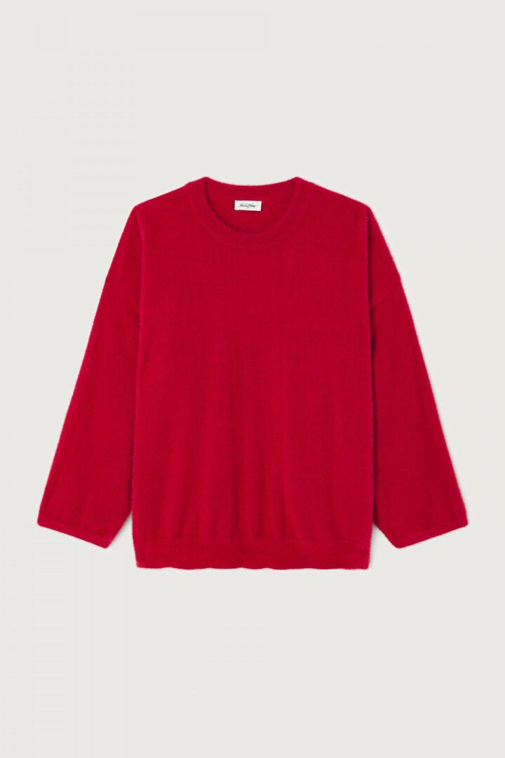 Fluffy Long Sleeve Crewneck Sweater AMERICAN VINTAGE Rouge XS/S - 1