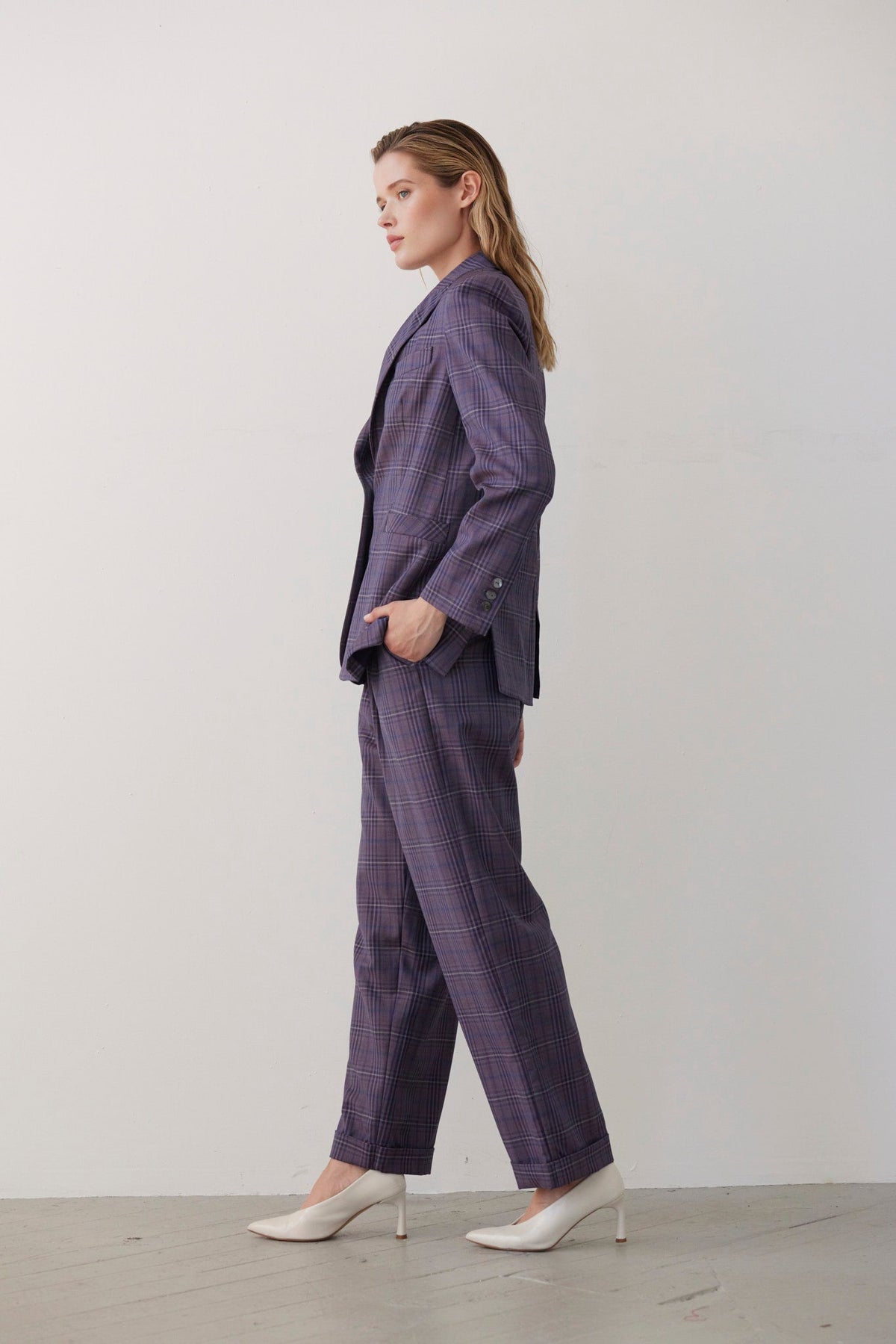 Bianca Peak Lapel Blazer in Tropical Wool Jackets CHRISTINE ALCALAY - 3