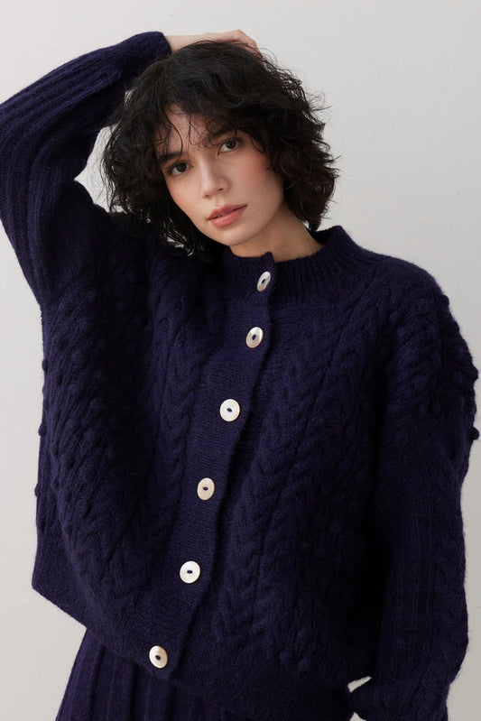 Bobbie Popcorn Cardigan Sweater in Alpaca Wool Sweaters CHRISTINE ALCALAY
