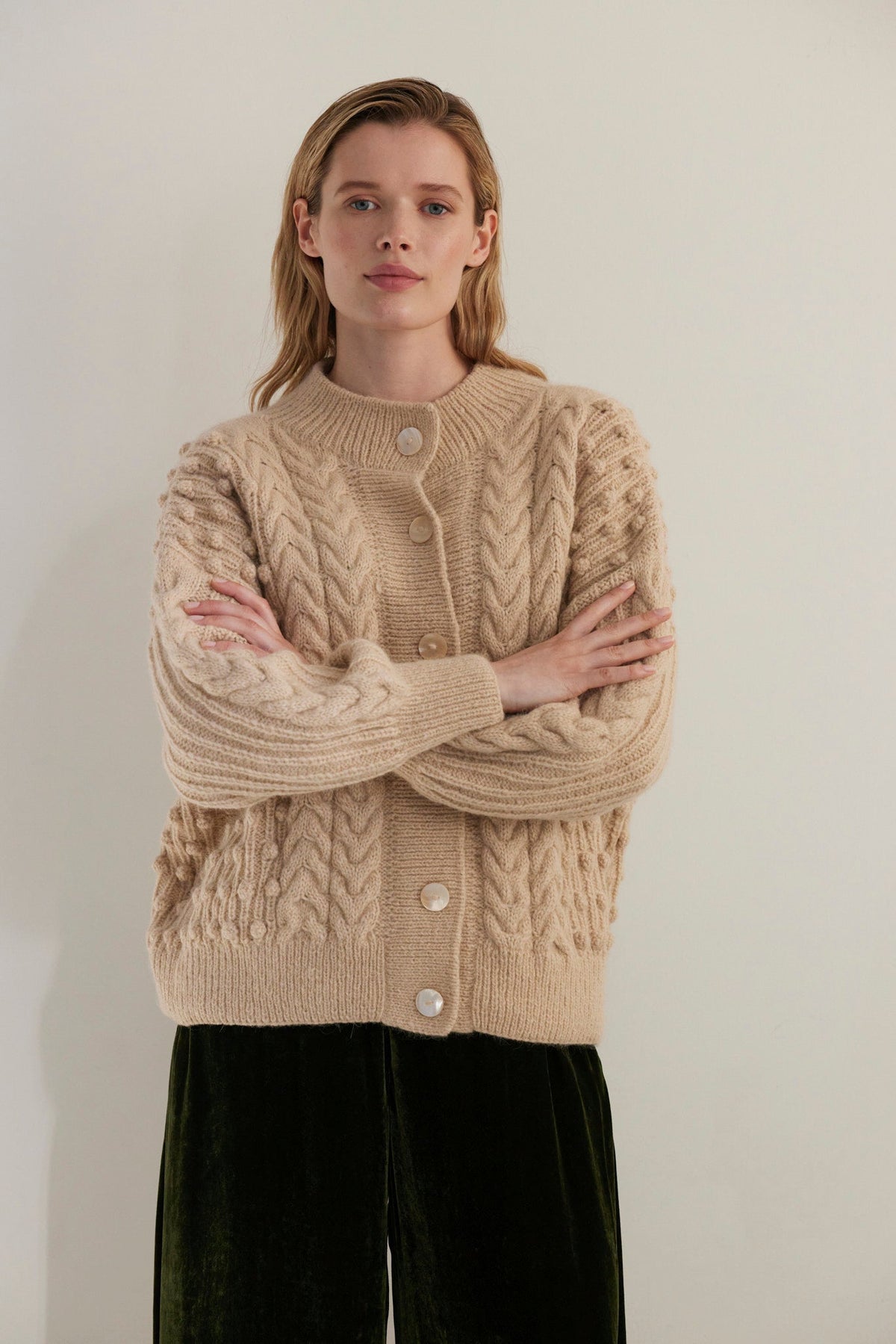 Bobbie Popcorn Cardigan Sweater in Alpaca Wool Sweaters CHRISTINE ALCALAY