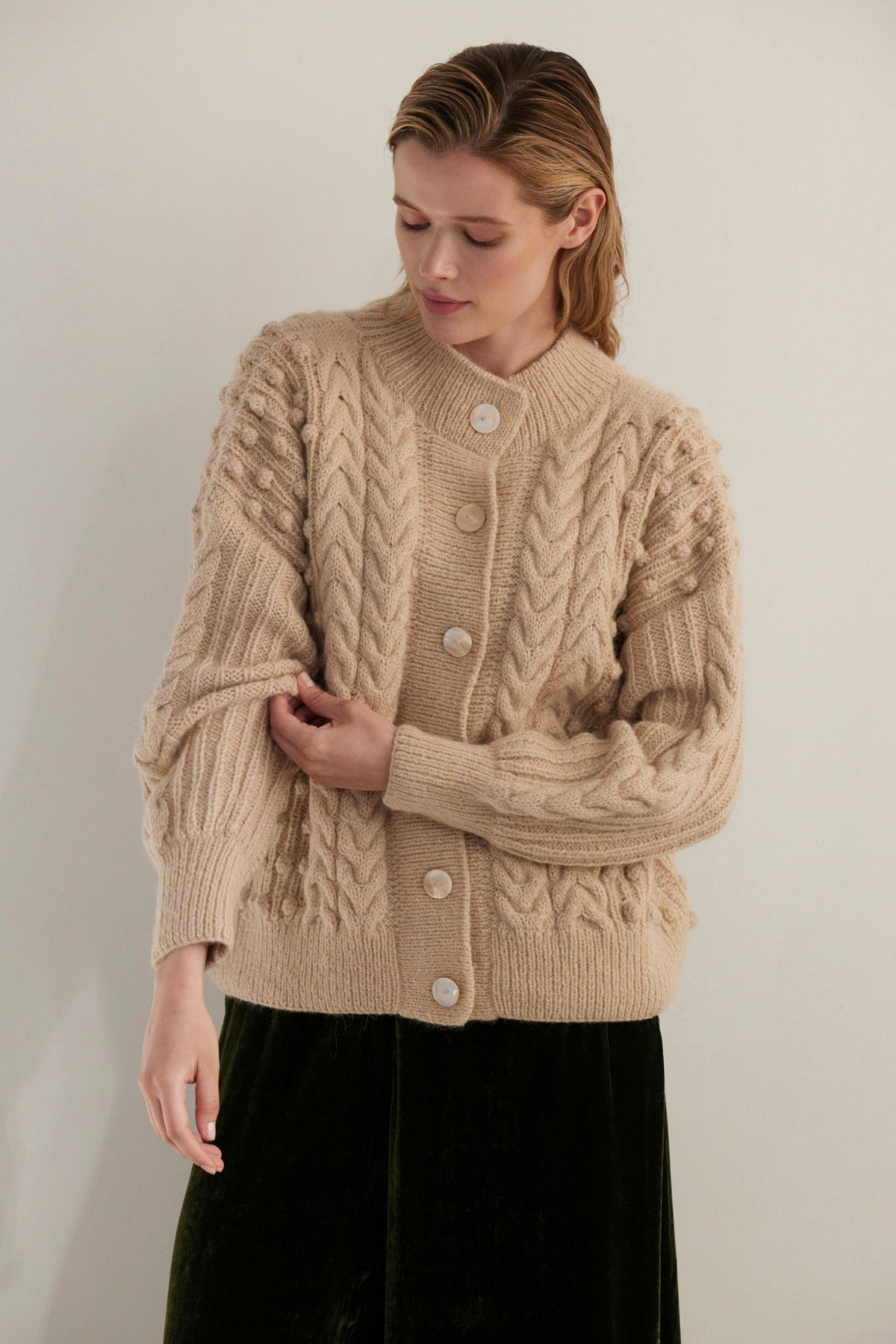 Bobbie Popcorn Cardigan Sweater in Alpaca Wool Sweaters CHRISTINE ALCALAY - 4