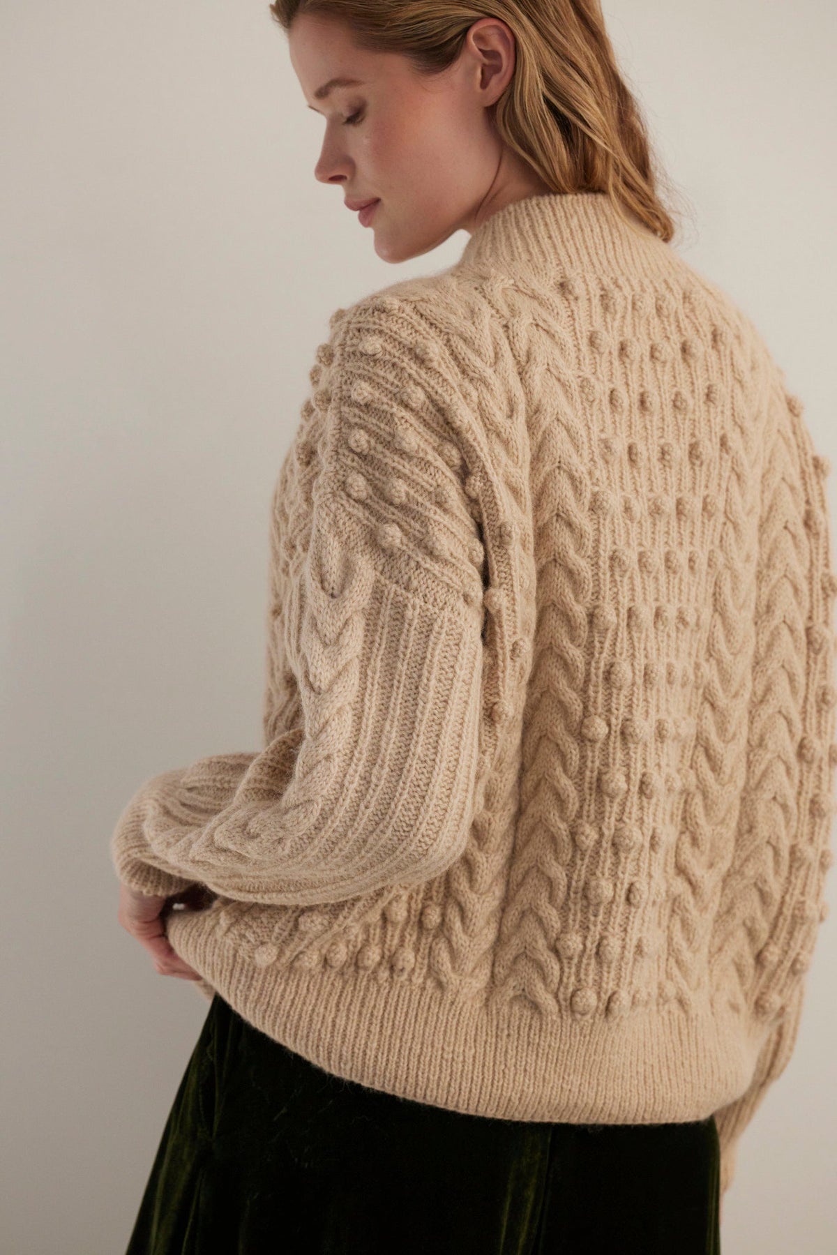 Bobbie Popcorn Cardigan Sweater in Alpaca Wool Sweaters CHRISTINE ALCALAY Toasted Marshmallow One size - 3