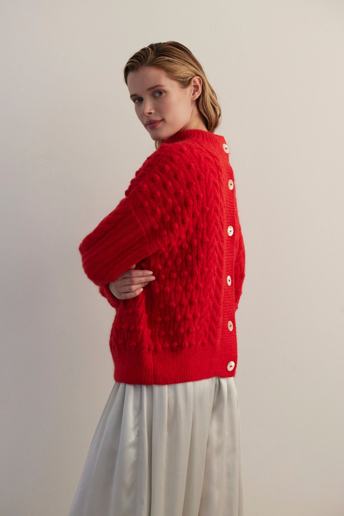 Bobbie Popcorn Cardigan Sweater in Alpaca Wool Sweaters CHRISTINE ALCALAY - 5