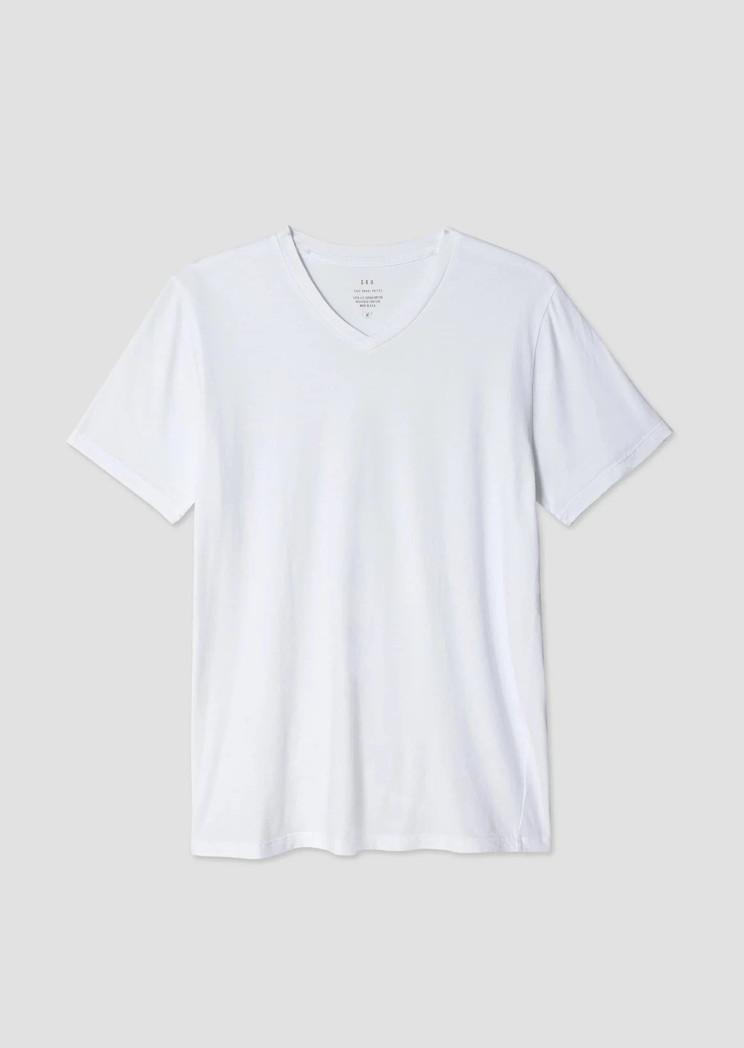 S/S Supima Cotton Jersey V Neck T Shirt Save Khaki United White S 