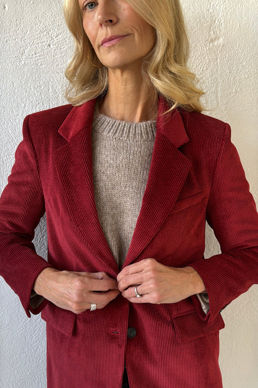Liquid Cord Boy Blazer Jackets White Sand