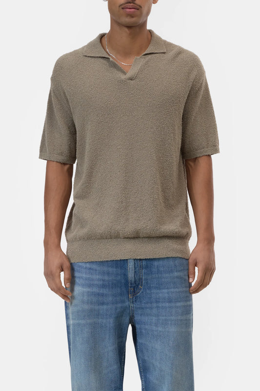 Knit Polo Polos Closed Pebble Green S