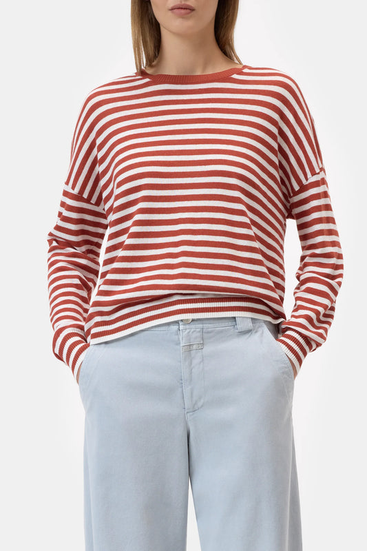 Crew Neck L/S Knit Sweater Tops Closed