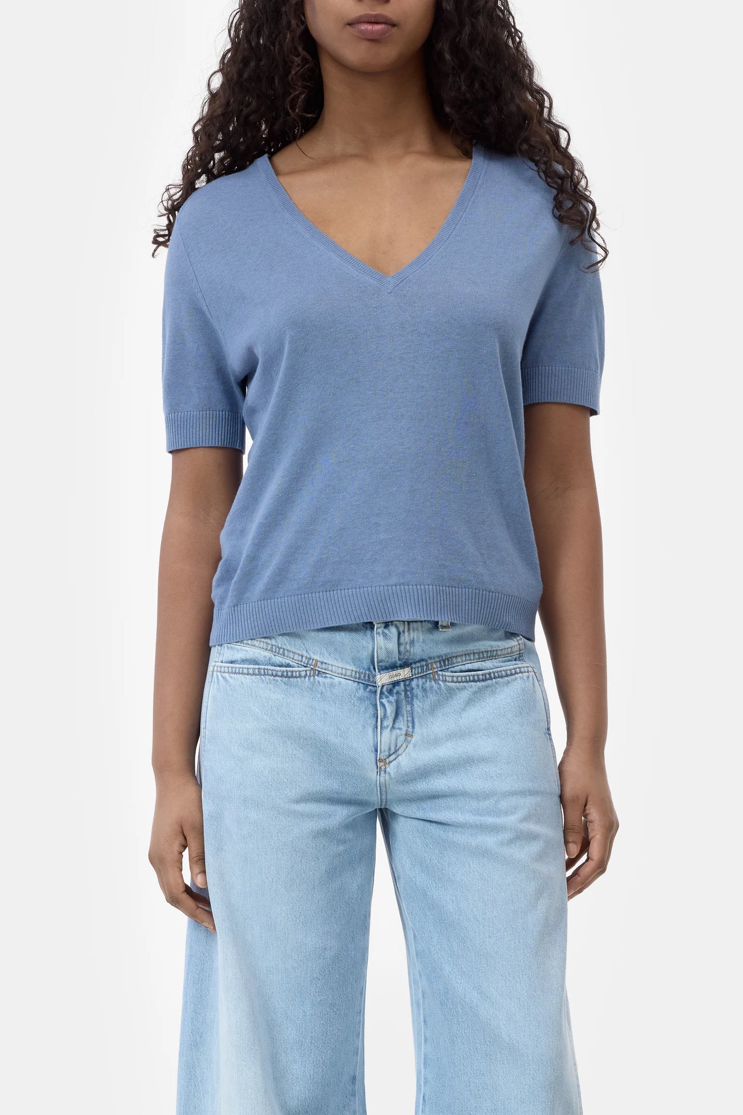 V-neck short sleeve Tops Closed