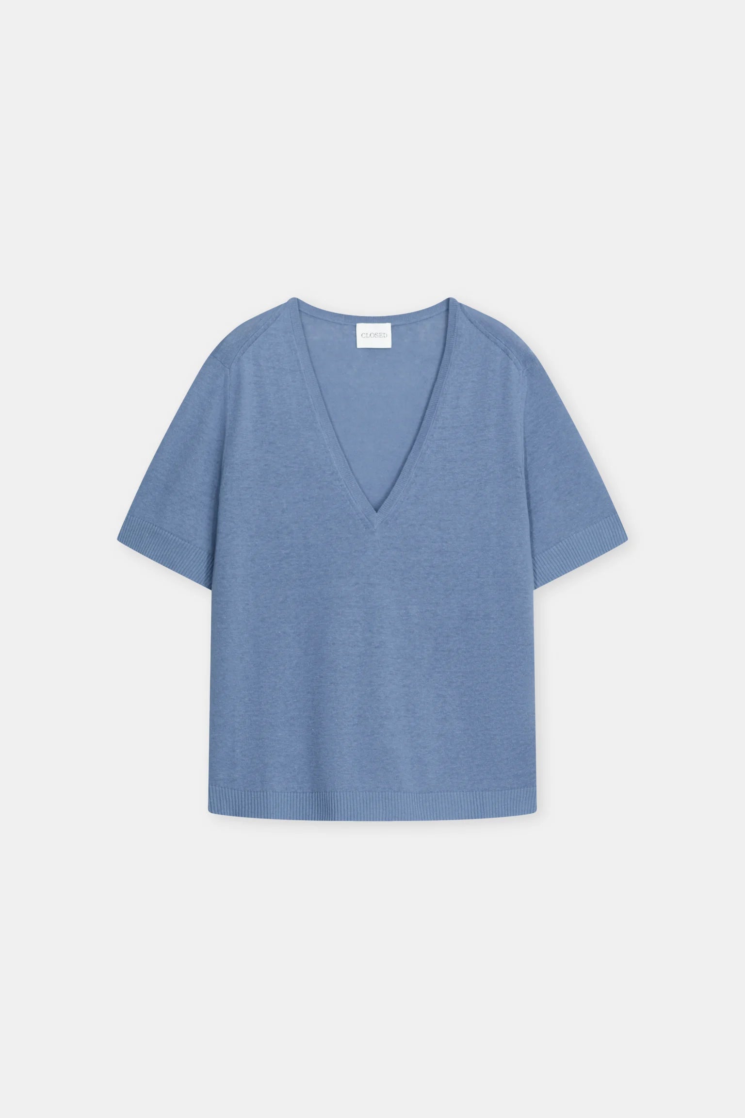 V-neck short sleeve Tops Closed Stone blue S