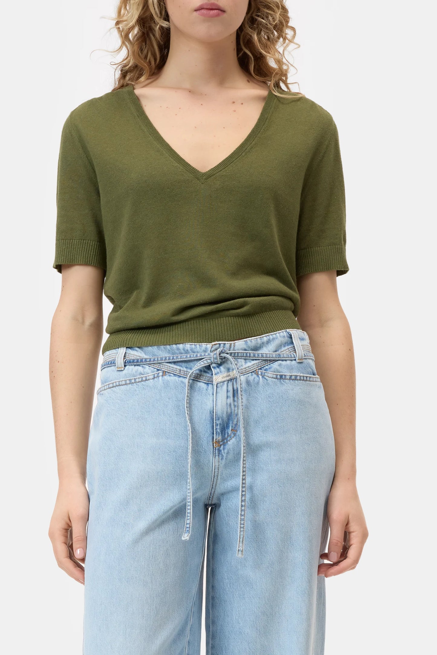 V-neck short sleeve Tops Closed