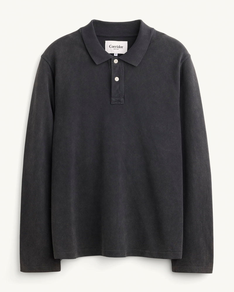 Long Sleeve Pique Polo Polos Corridor