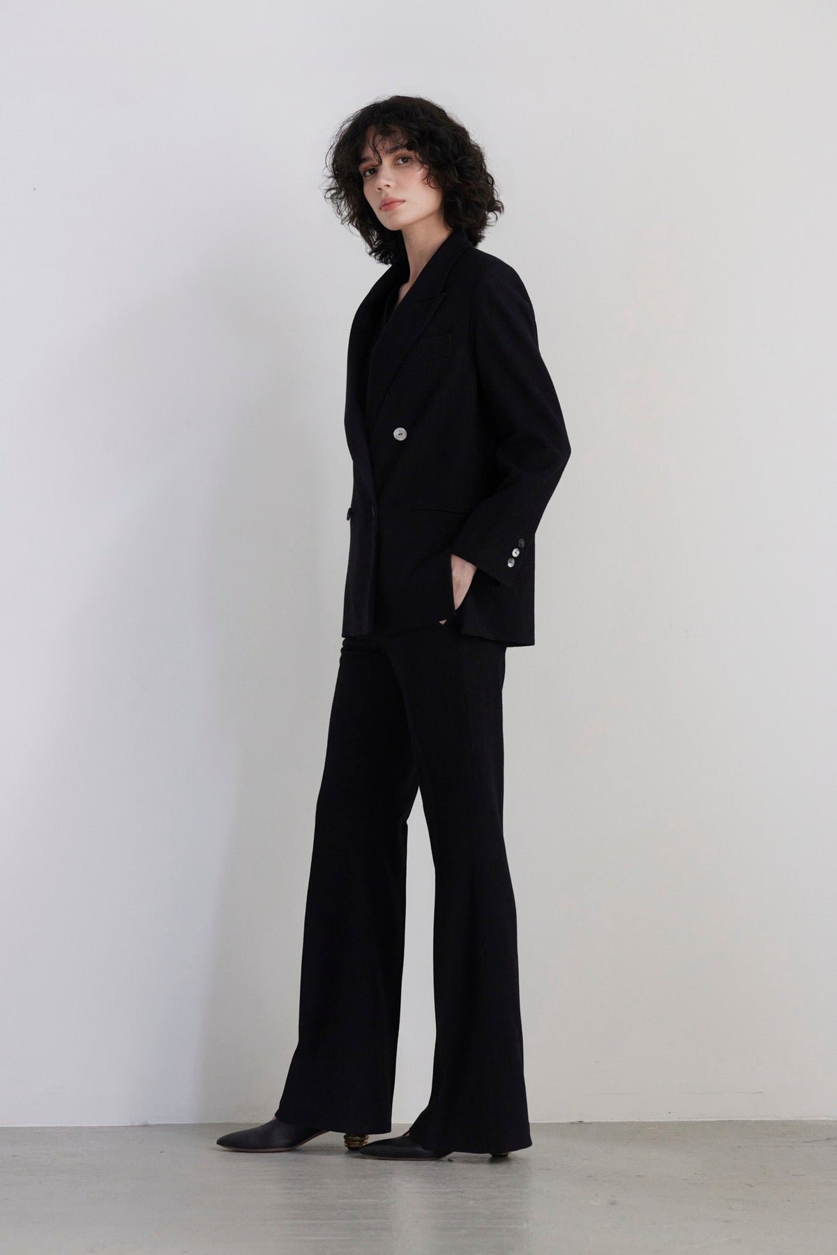 Charlie Double Breasted Blazer in Wool - Black Jackets CHRISTINE ALCALAY - 3