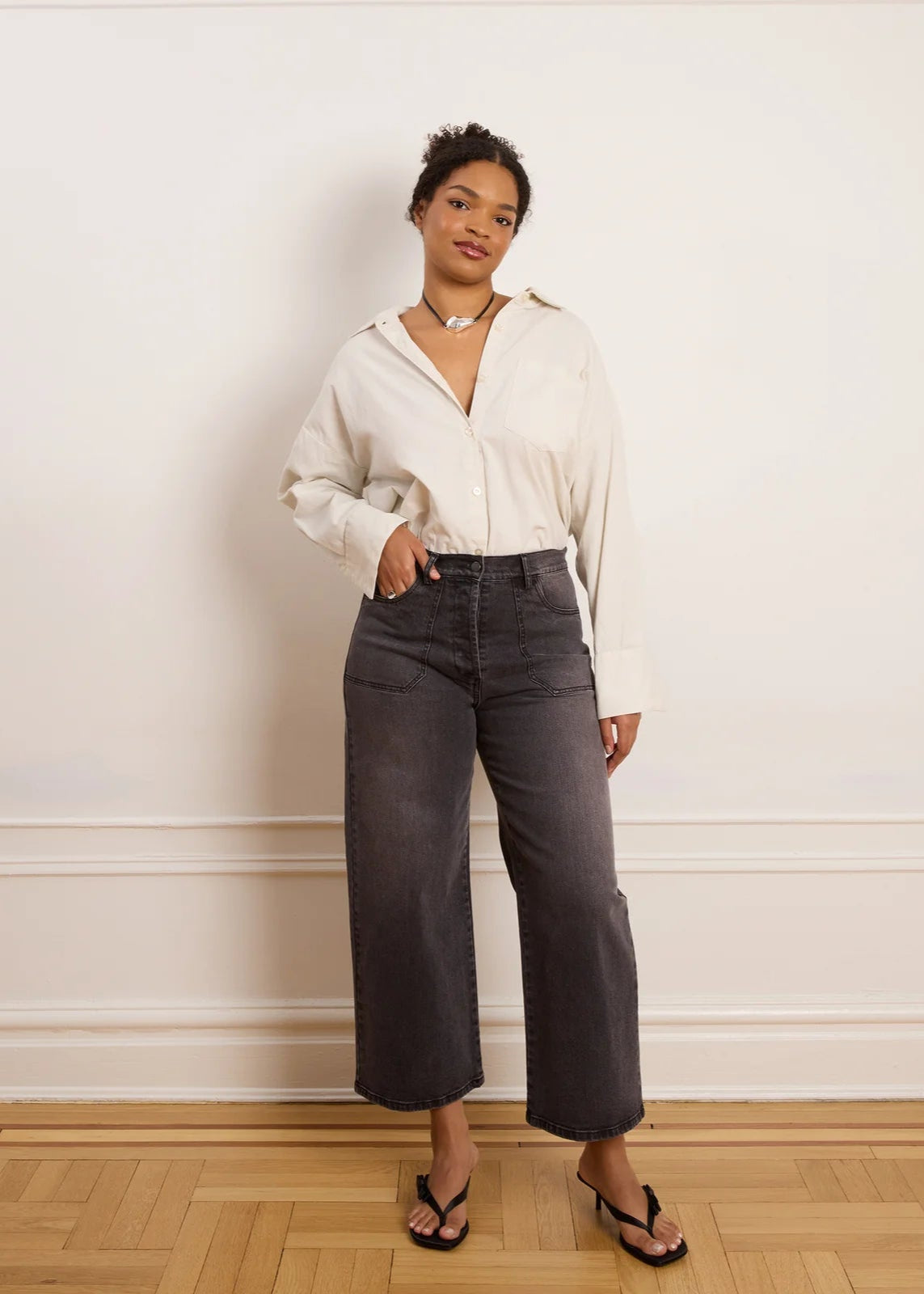 Simone Wide Crop Jeans Pants Loup