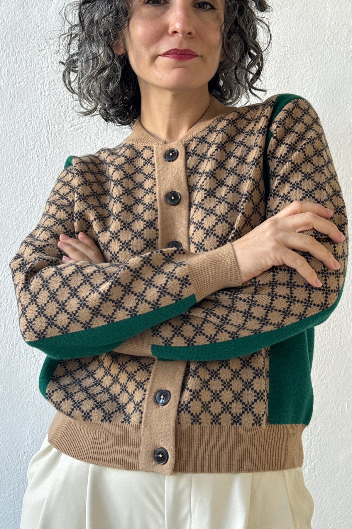 Graphic Sport Block Check Cardigan Jumper 1234 - 2