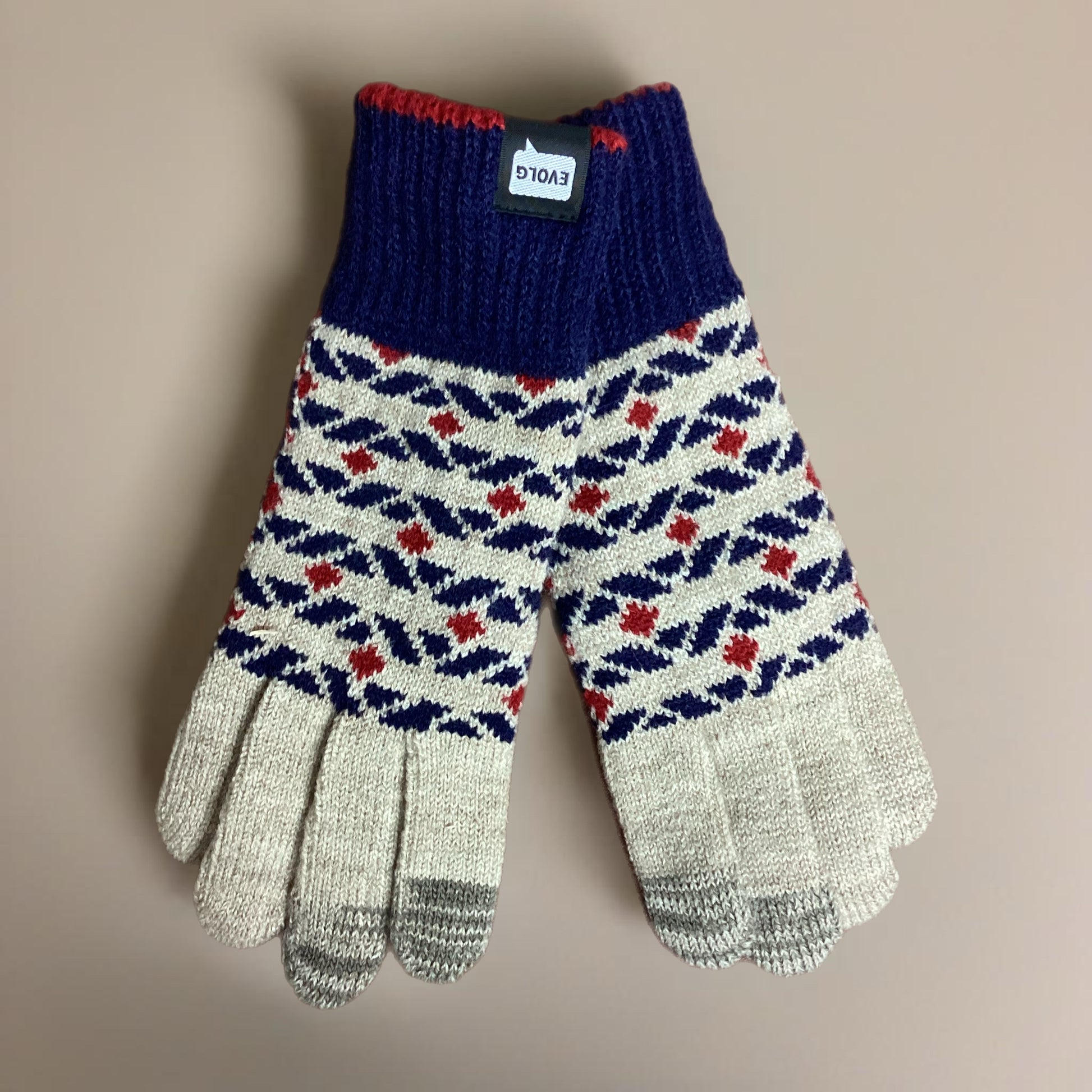 Nest Knit Gloves Gloves Evolg Beige x Navy x Red O/S