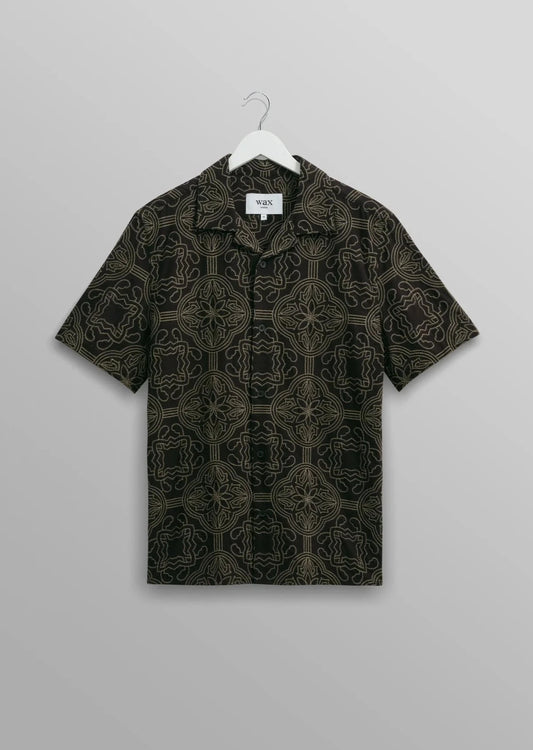 Tile Stitch Didcot S/S Shirt Shirt Wax London Black/Green S 