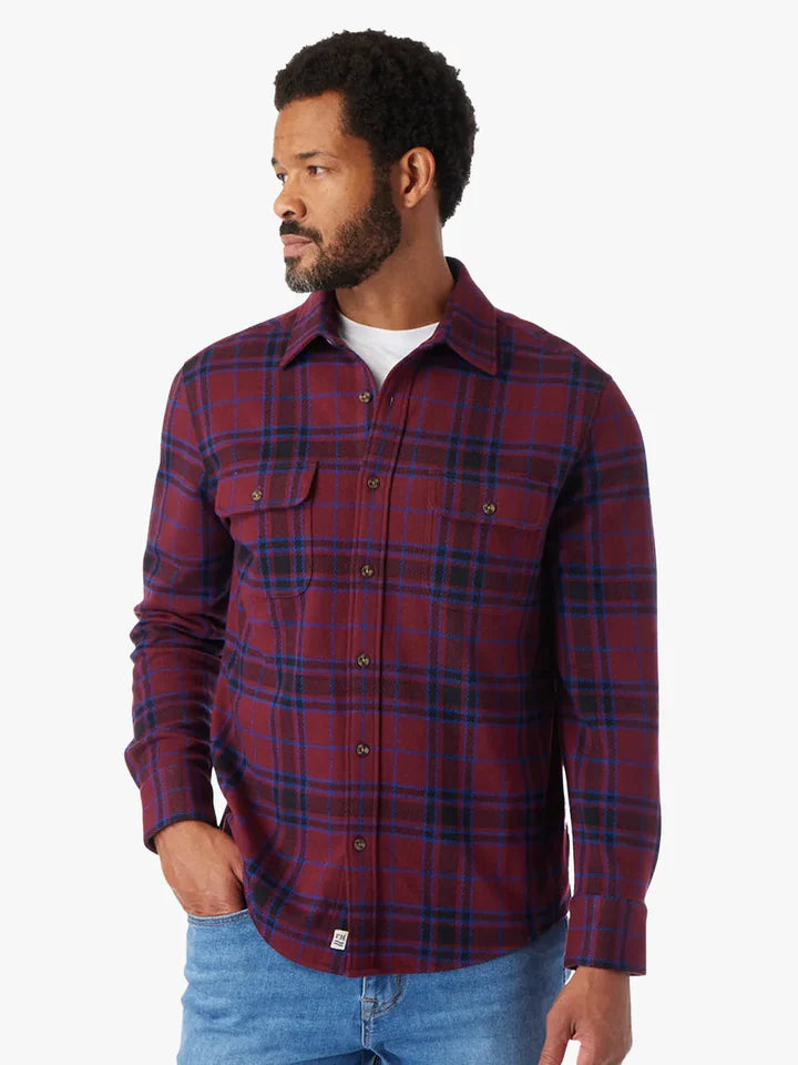 Dunewood Flannel Tops Fair Harbor Cobalt Wine Plaid S