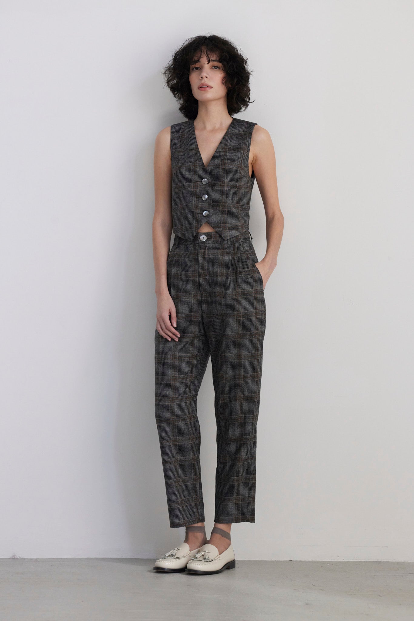 Diane Tailored V Neck Vest in Wool Vests CHRISTINE ALCALAY