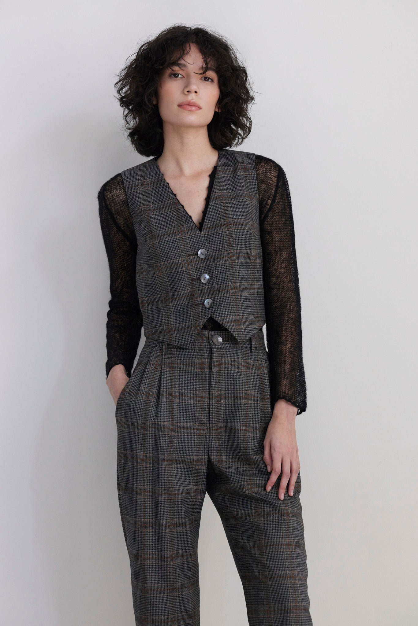Diane Tailored V Neck Vest in Wool Vests CHRISTINE ALCALAY