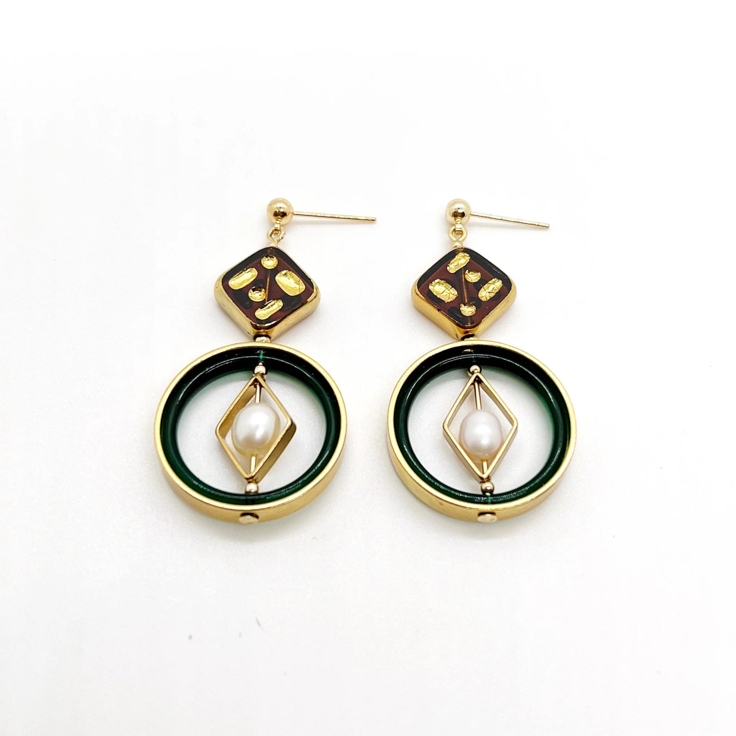 Dice & Pearl Earrings