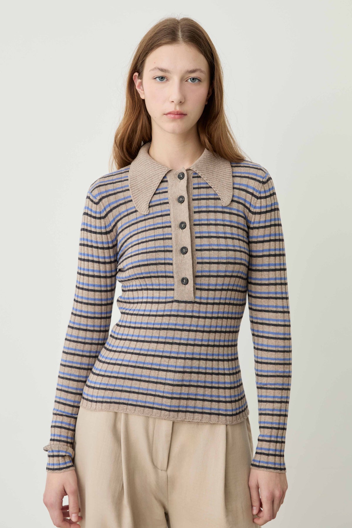 Stripe knit polo  - 1