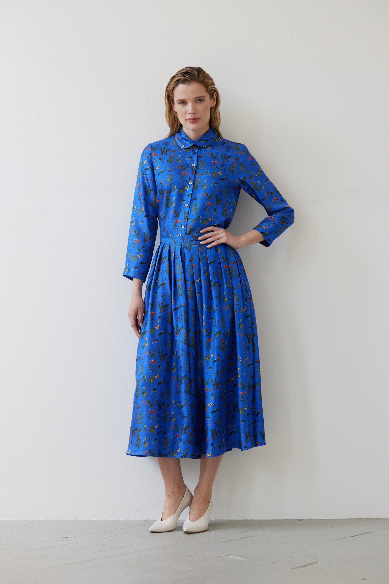 SAMPLE FW26 - Duyen Pant in Audubon Silk - Electric Blue Audubon Samples CHRISTINE ALCALAY Electric Blue Audubon 2