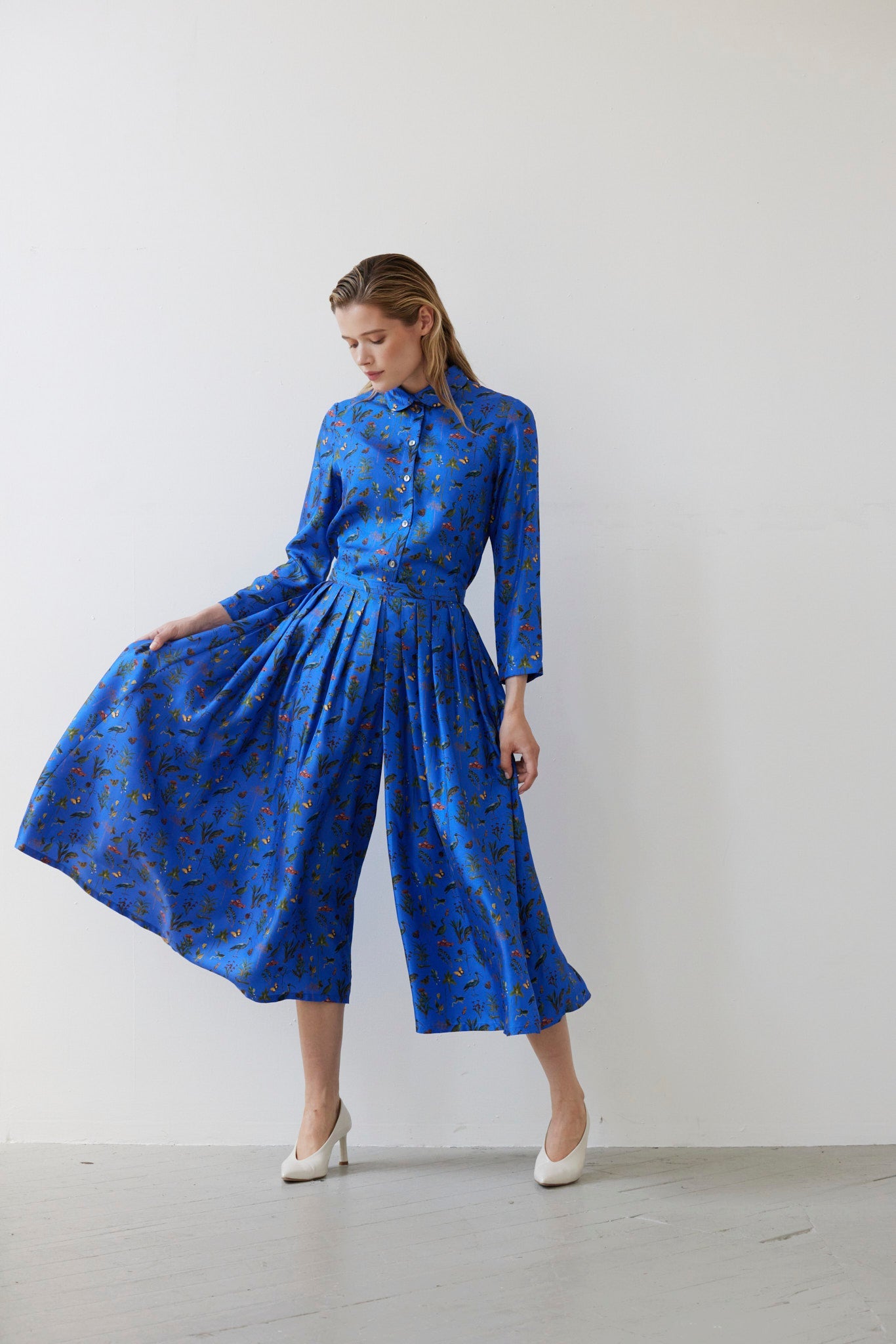 SAMPLE FW26 - Duyen Pant in Audubon Silk - Electric Blue Audubon Samples CHRISTINE ALCALAY