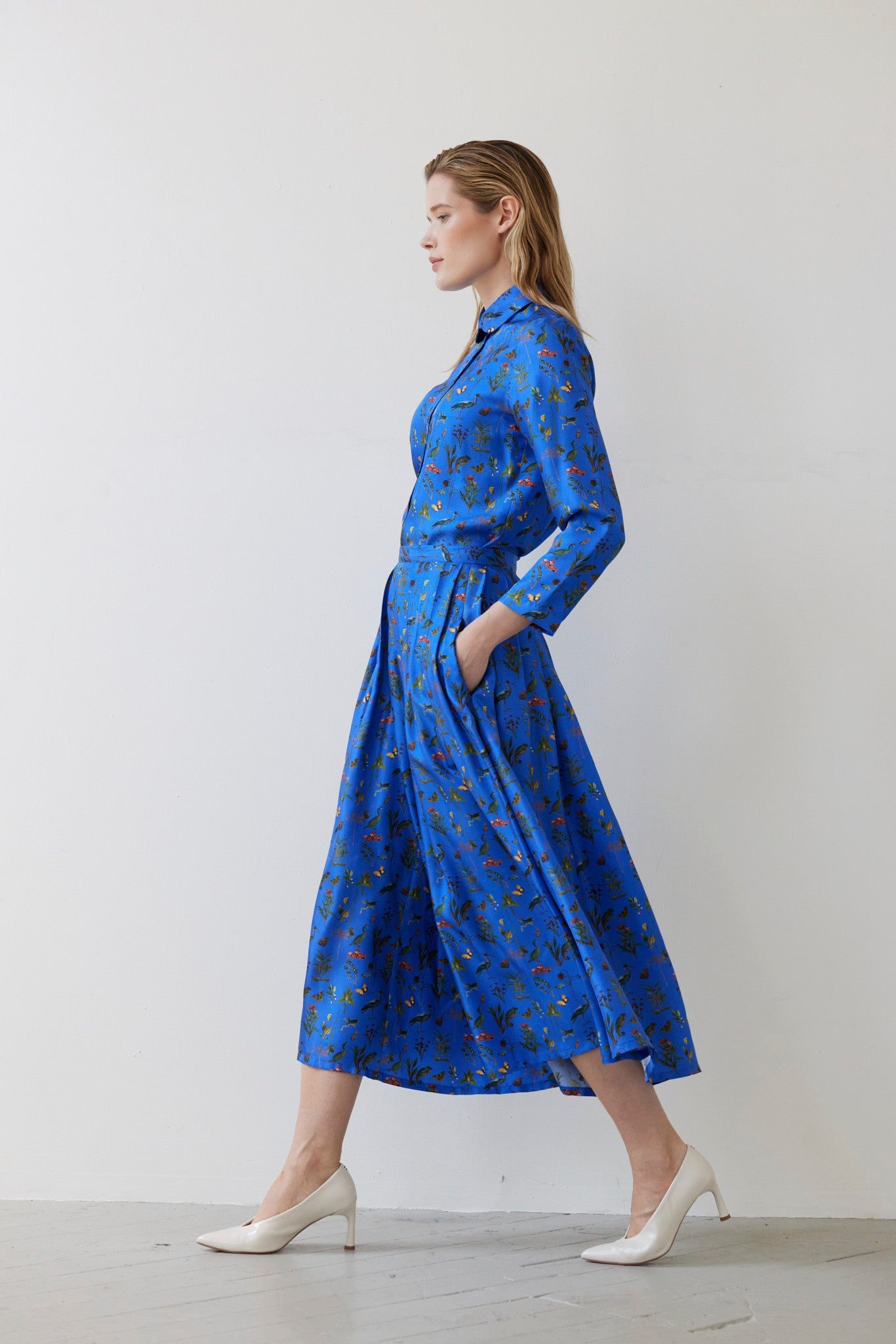 SAMPLE FW26 - Duyen Pant in Audubon Silk - Electric Blue Audubon Samples CHRISTINE ALCALAY