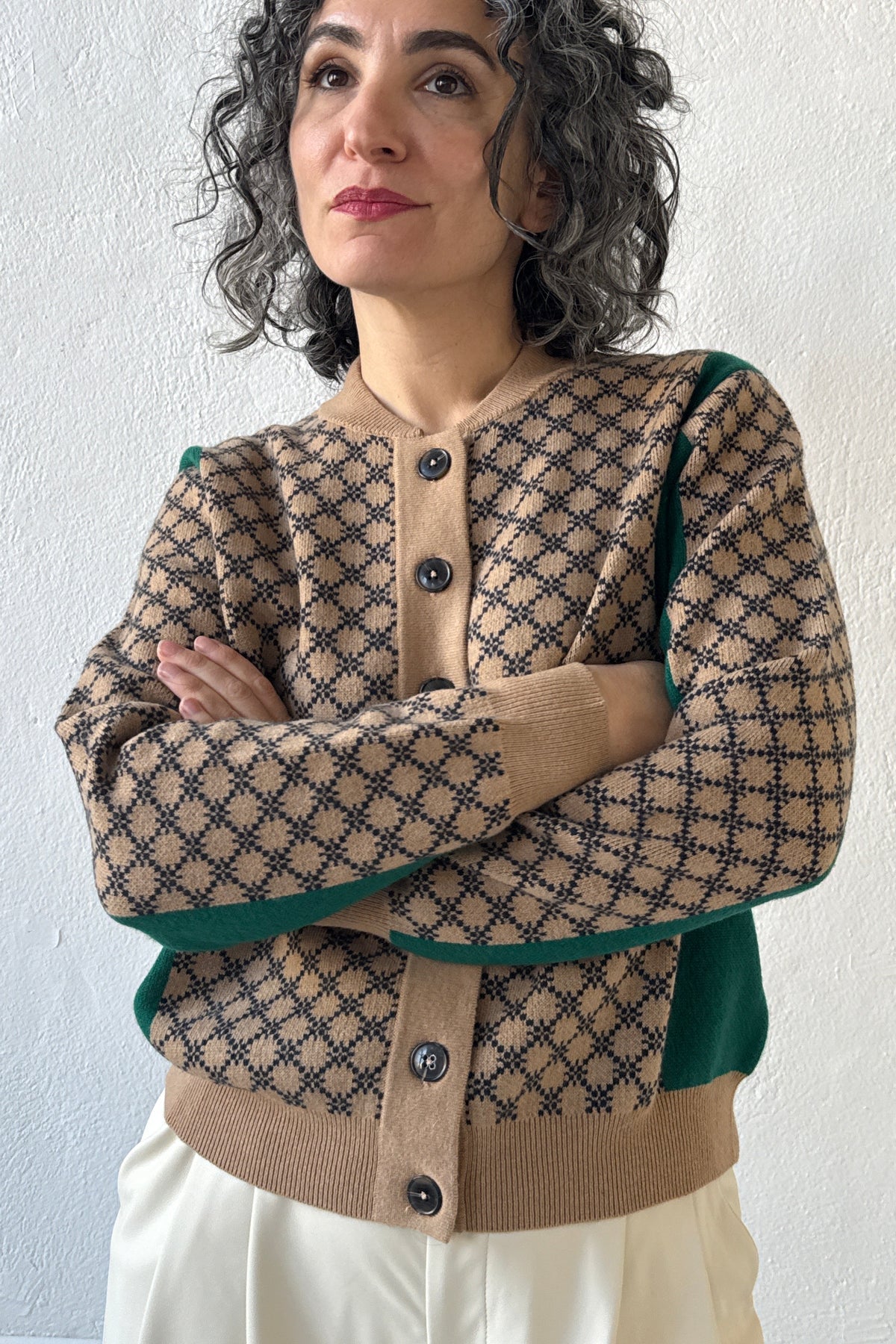 Graphic Sport Block Check Cardigan Jumper 1234 - 3