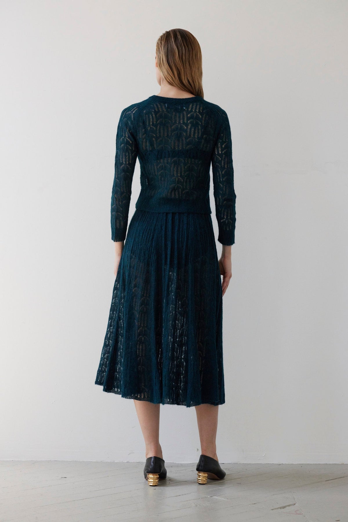 SAMPLE FW26 - Erin Lace Knit Skirt - Deep Teal Samples CHRISTINE ALCALAY - 4