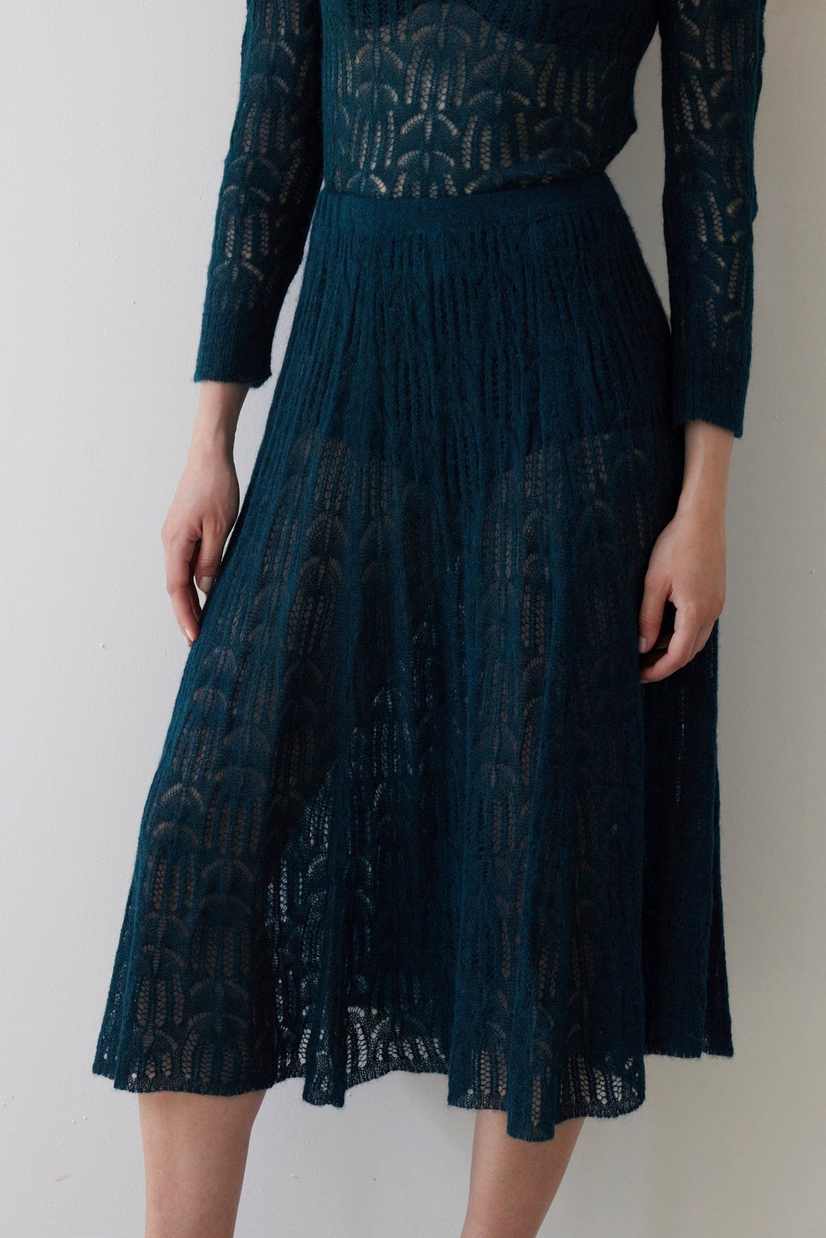 SAMPLE FW26 - Erin Lace Knit Skirt - Deep Teal Samples CHRISTINE ALCALAY - 3