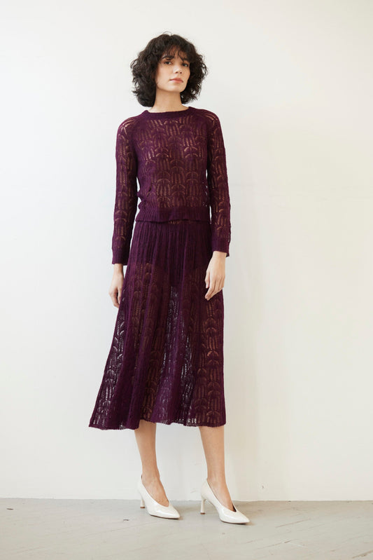Erin Lace Knit Skirt Skirts CHRISTINE ALCALAY Pinot Wine XS/S