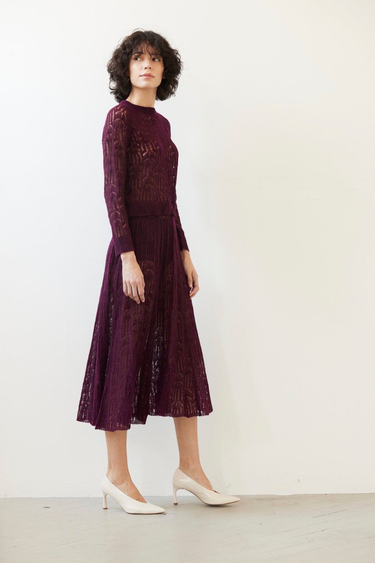 SAMPLE FW26 - Erin Lace Knit Skirt - Pinot Wine Samples CHRISTINE ALCALAY - 2