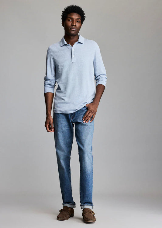 Long-Sleeve Herringbone Polo